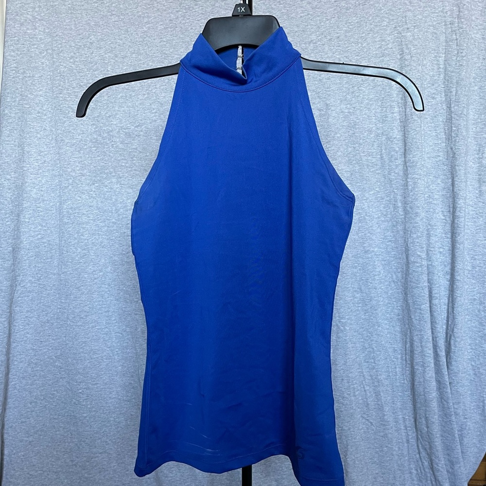 BLUE HALTER TOP